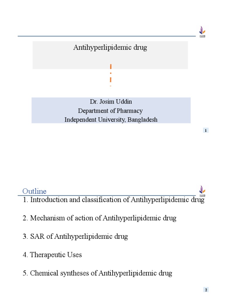 Lecture Anti Hyperlipidemic Drugs | PDF