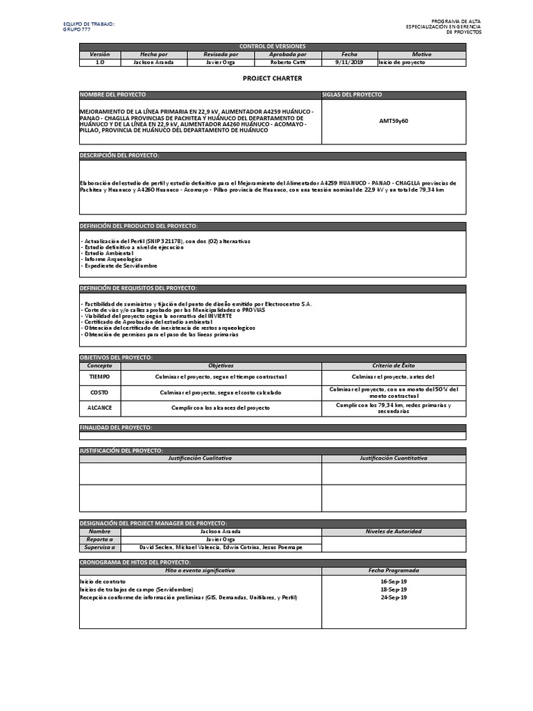PRJ Charter | PDF