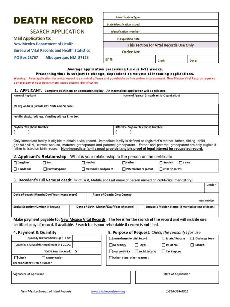 VRP DeathCertificate Application en | PDF