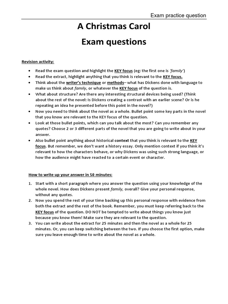A Christmas Carol - Exam Practice  PDF