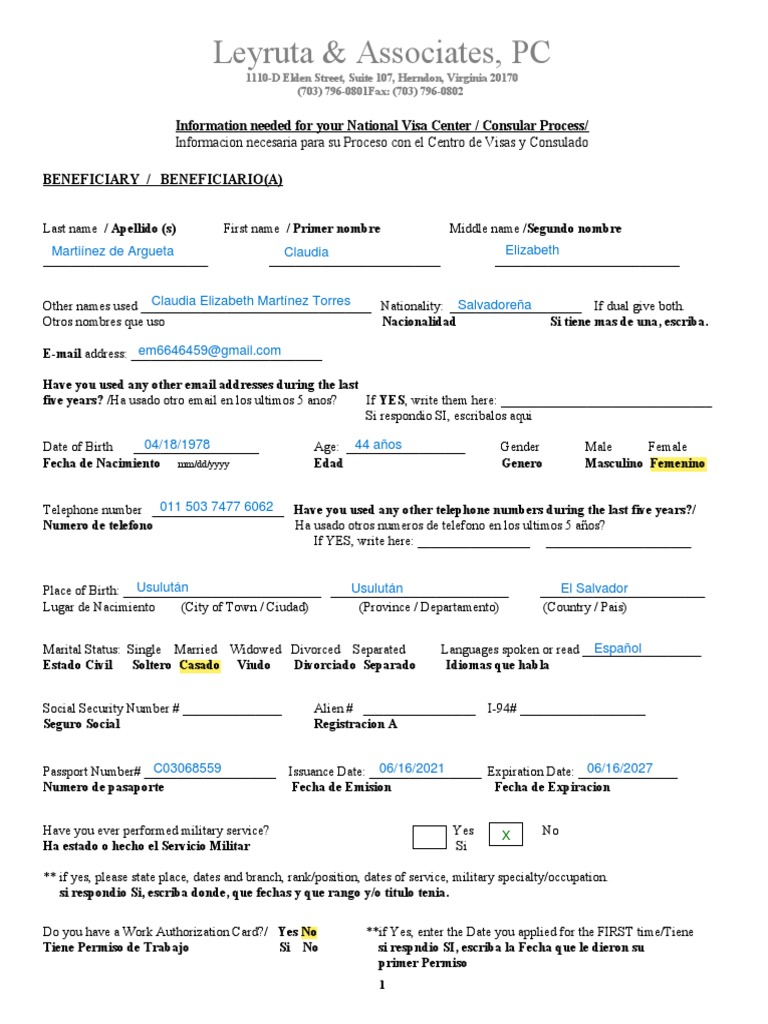 List of Information and Documents For NVC PDF