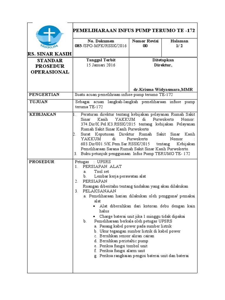 Spo Pemeliharaan Infus Pump Terumo Te 112 PDF