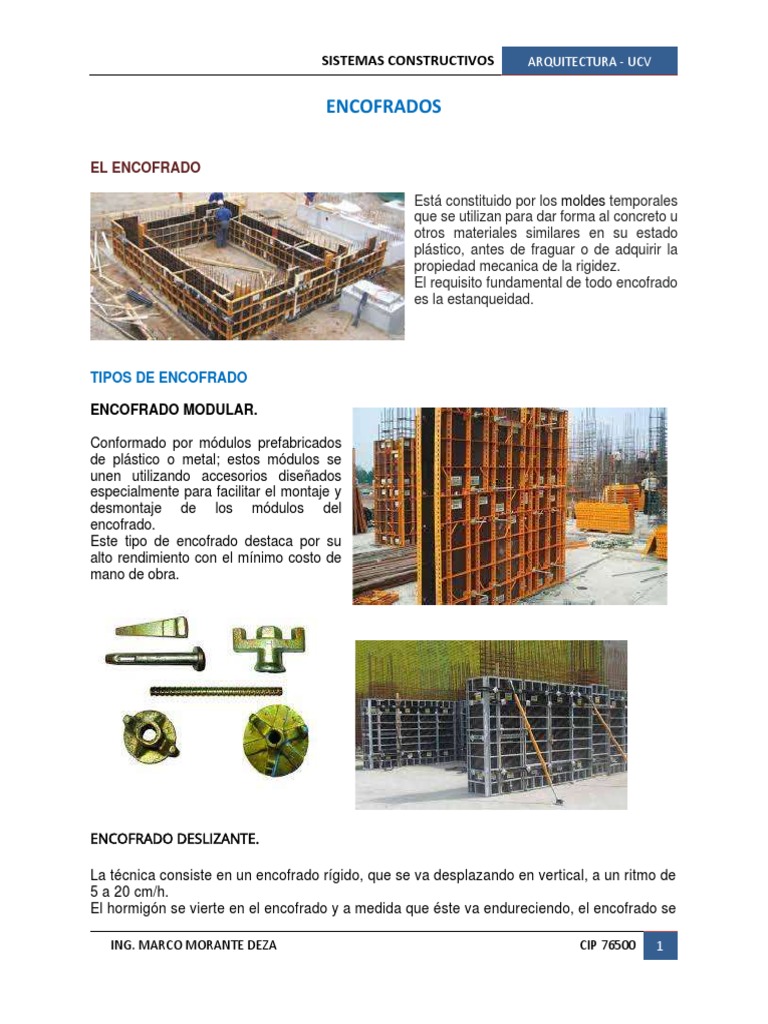 ENCOFRADOS | PDF | Hormigón | Ingeniería de Edificación