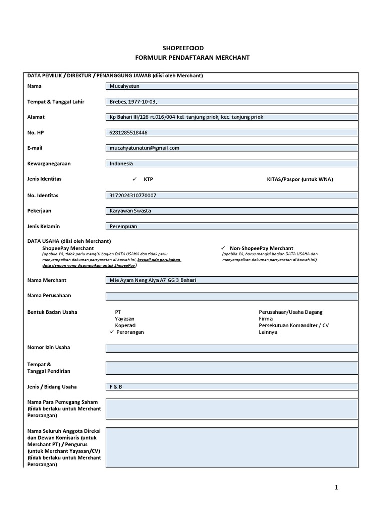 1.NEW! FOOD Form - PKS | PDF