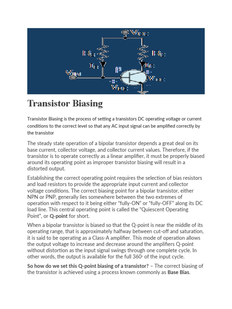 Transistor Biasing PDF Bipolar Junction Transistor Amplifier