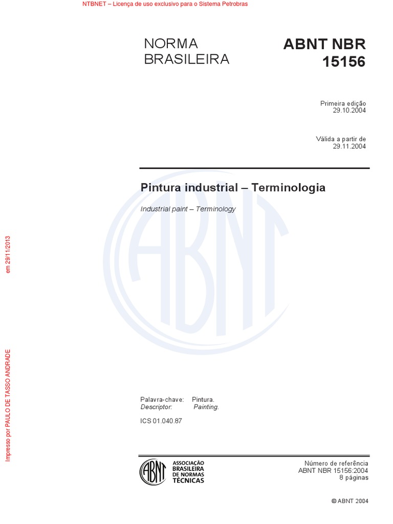 Industrial Paint Terminology PDF Tinta Corrosão