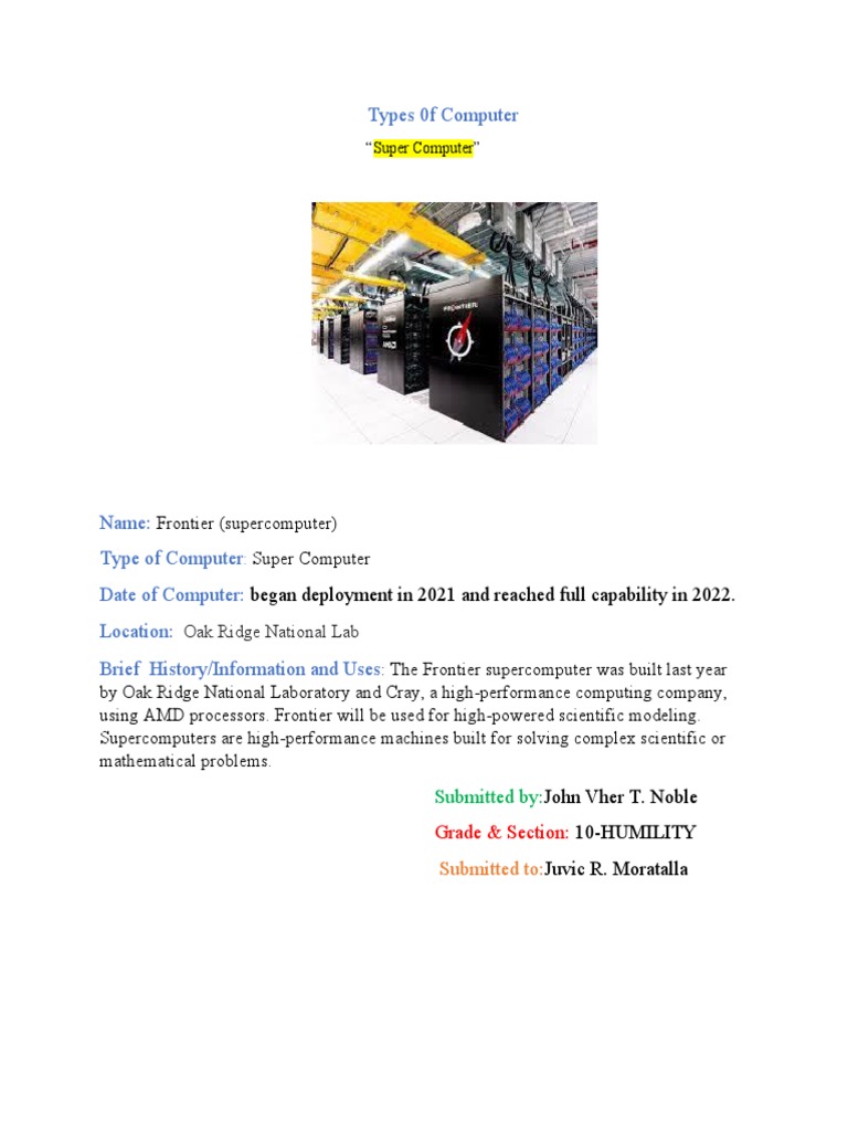 Frontier Supercomputer Overview | PDF