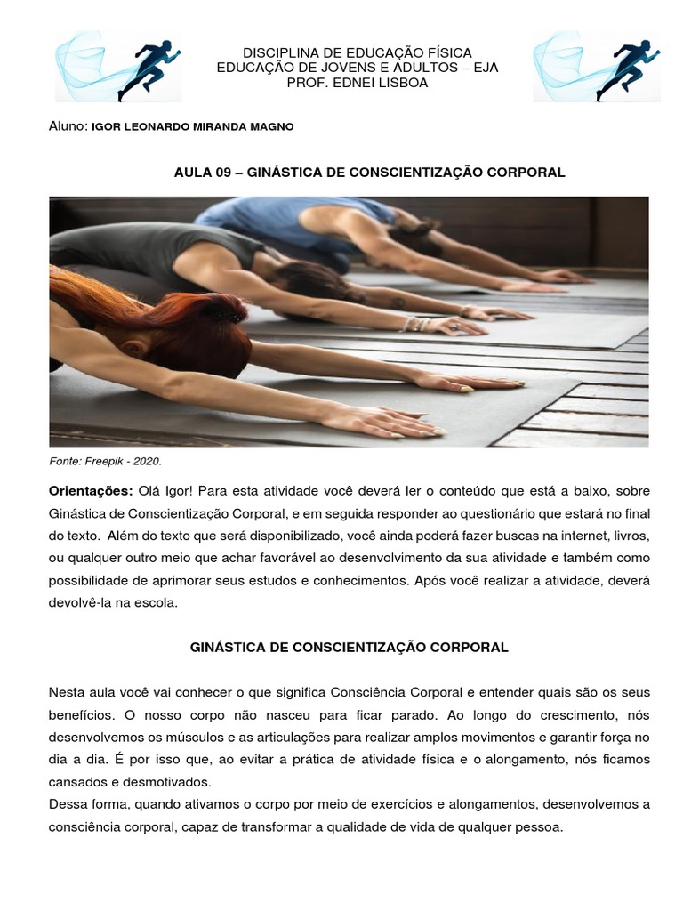 Ginástica de Conscientização Corporal | PDF