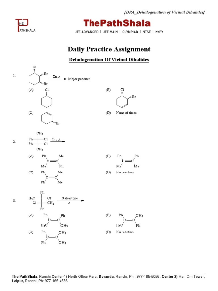 DPA - Dehalogenation of Vicinal Dihalides | PDF | Hydrocarbons