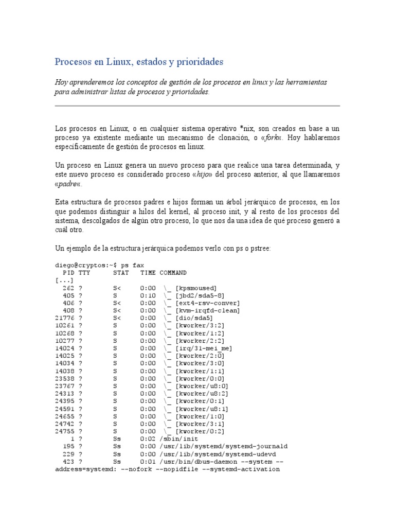 Funcionamiento Procesos en Linux | PDF | Proceso (Computación ...