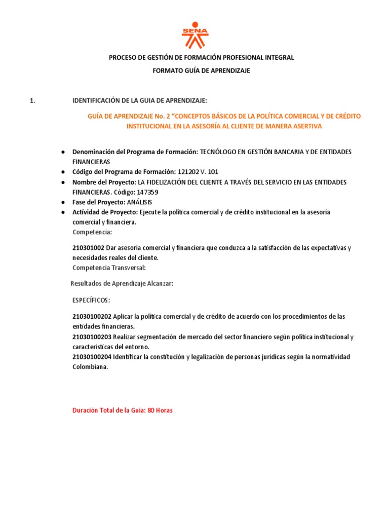 Guía de Aprendizaje No. 2 " | PDF | Finanzas y dinero