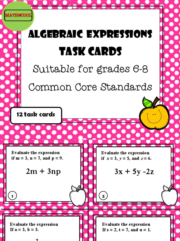 Algebraic Expressions Task Cards | PDF | Weight | Fahrenheit
