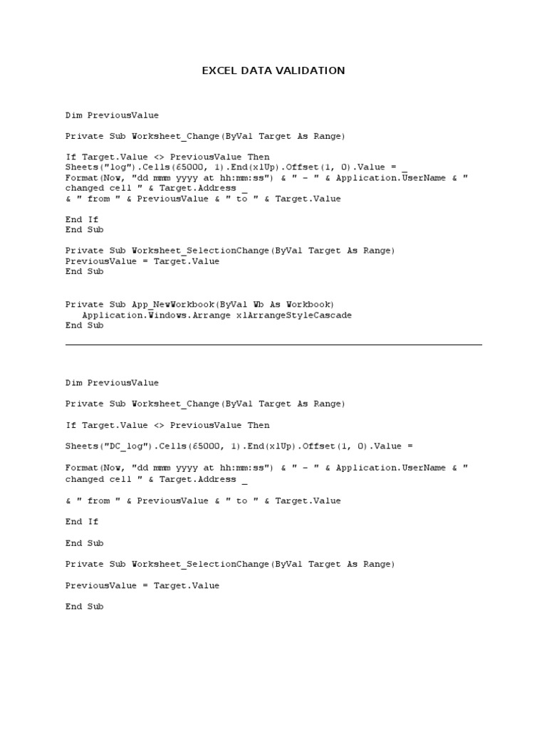 Excel Data Validation Techniques | PDF | Computers | Technology ...