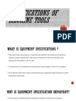 Specification of Machine Tools.