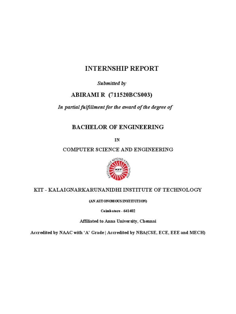 Internship Report by Abirami R | PDF | Html | Bootstrap (Front End ...