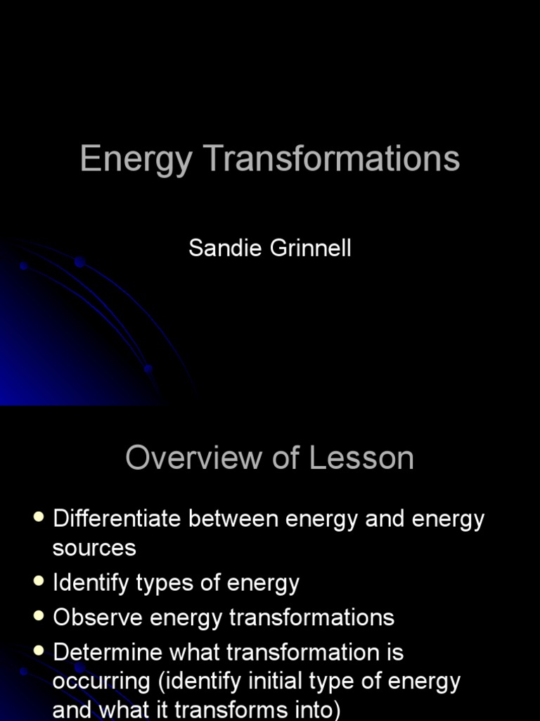 Energy Transformations Presentation PDF Flashlight Question