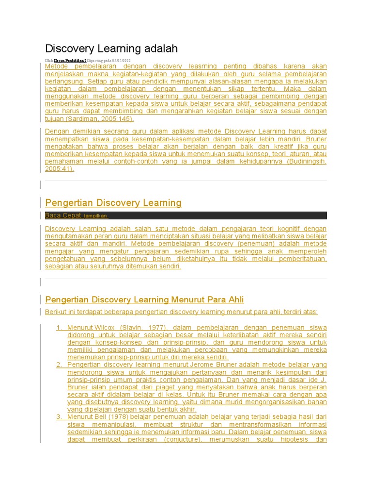 Discovery Learning Adalah | PDF