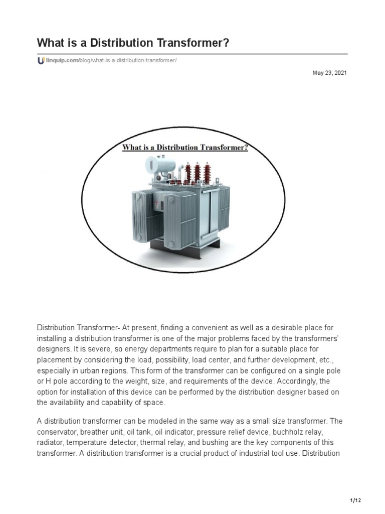 What Is A Distribution Transformer PDF