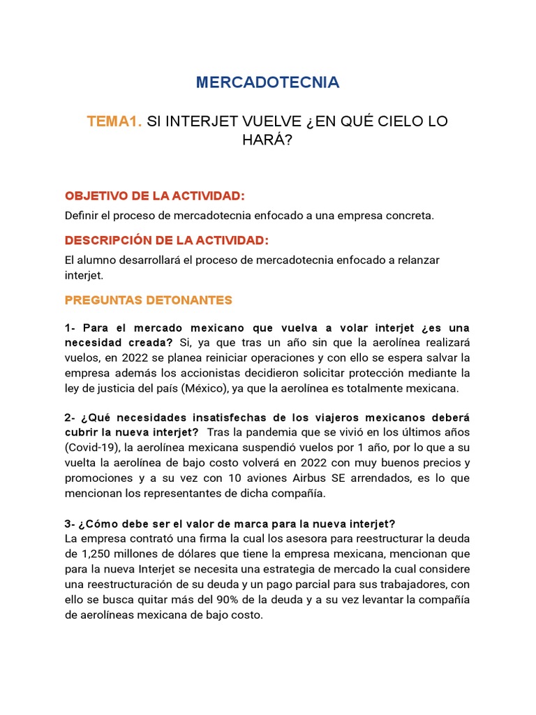 Relanzamiento de Interjet en 2022 | PDF | Marketing | Cliente