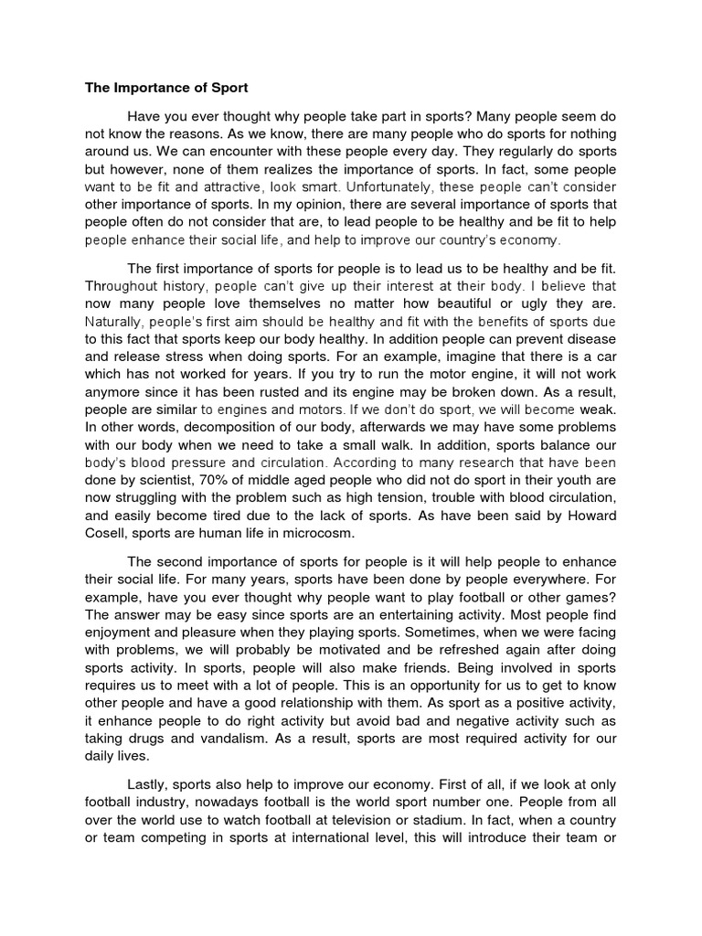 Importance Of Sports Some Points