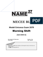 MECEE BL Model Entrance Exam 2079 Morning Shift