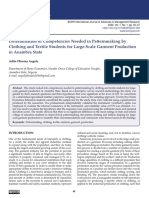 Determination of Competencies Needed in Patternmaking by Clothing and Textile Students For Large-Scale Garment Production in Anambra State