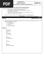 Computer Architecture and Assembly Language Programming - CS401 Spring 2007 Assignment 01 Solution