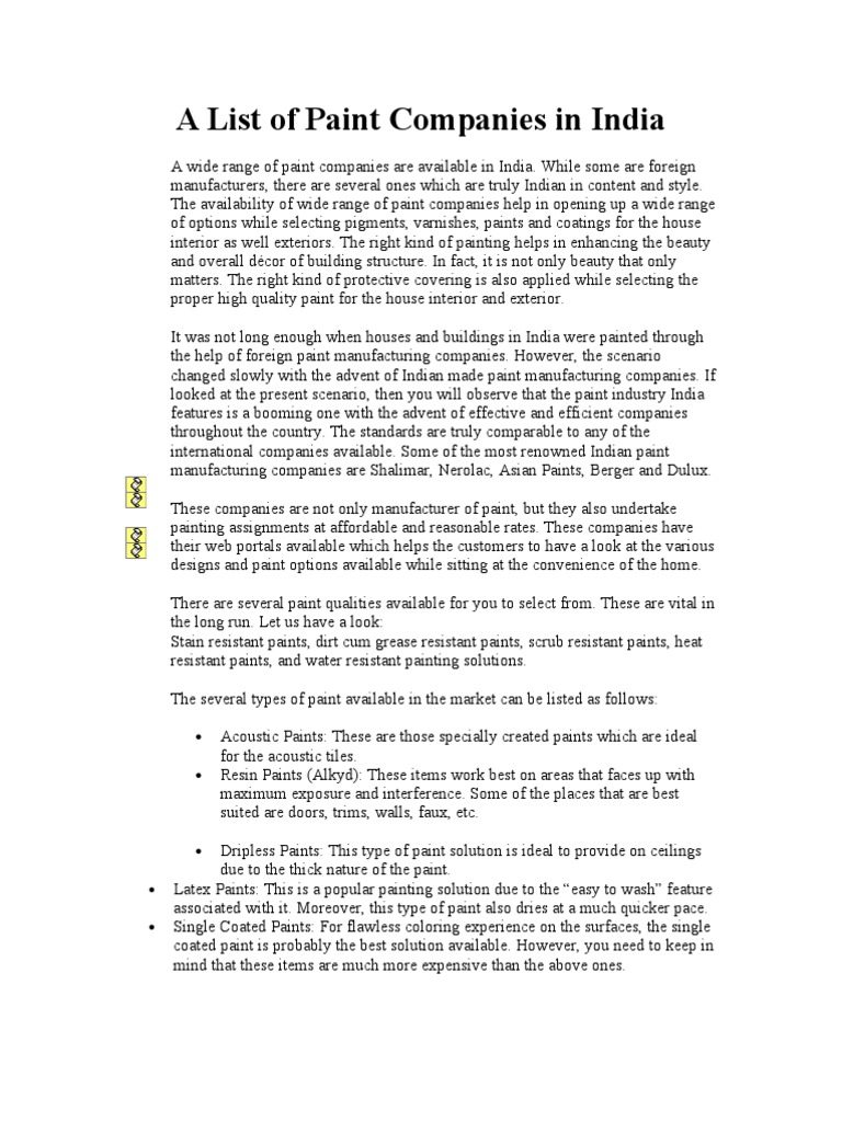 A List of Paint Companies in India Download Free PDF Paint