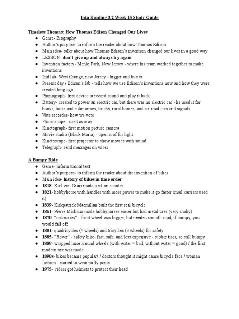 Thomas Edison and Inventions Study Guide | PDF | Thomas Edison ...