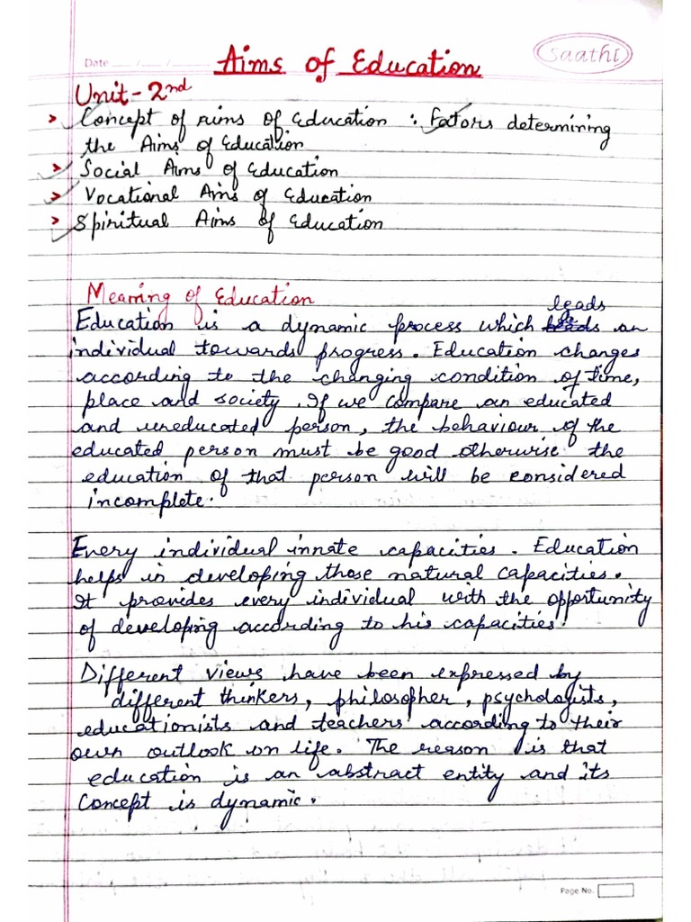 What Are The 5 Aims Of Education Pdf Notes
