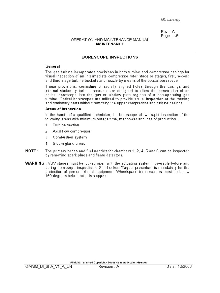 Boroscope Inspection Criteria | PDF | Turbine | Mechanical Engineering