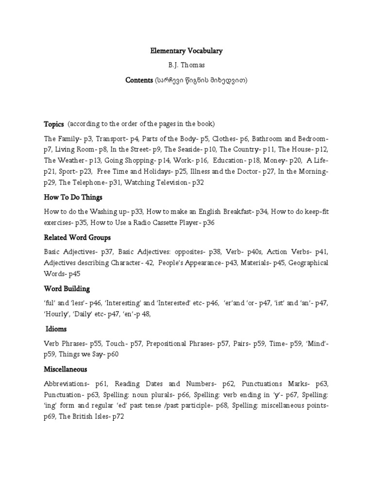 Science Elementary Vocabulary