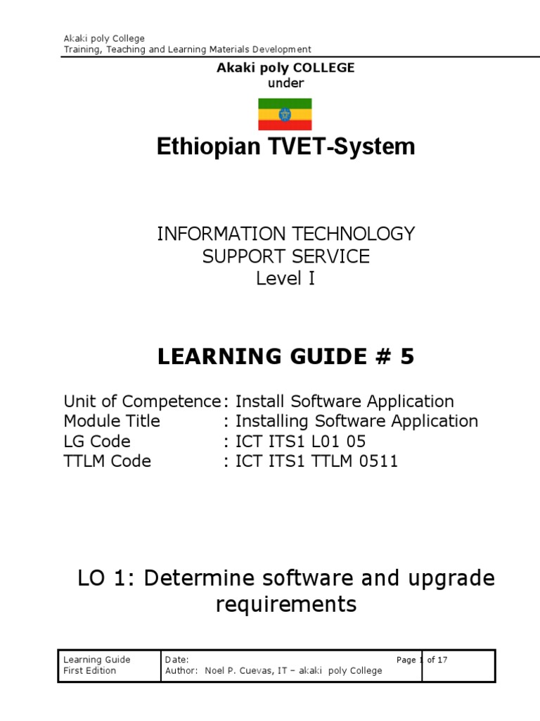 Ethiopian TVETSystem Learning Guide 5 PDF Software Computer