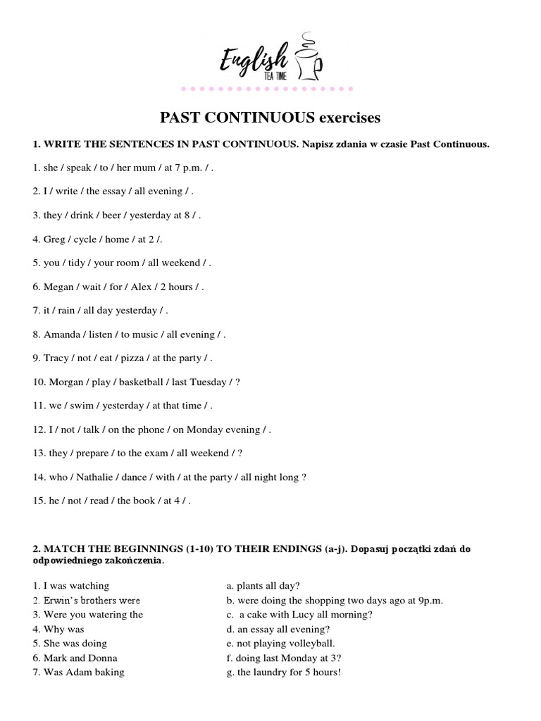 PAST CONTINUOUS Exercises | PDF