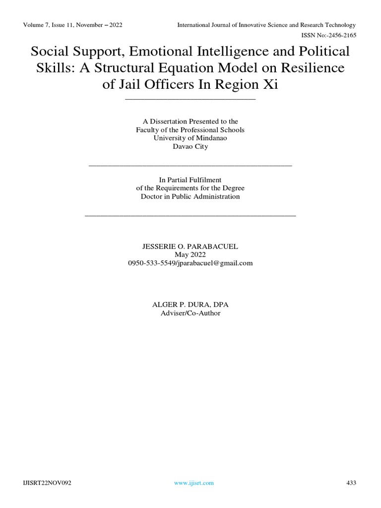 Social Support, Emotional Intelligence and Political Skills A