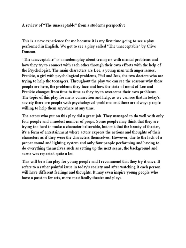 The Unacceptable | PDF