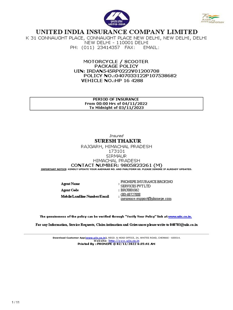 United India Insurance Company Limited | PDF | Indemnity | Liability ...