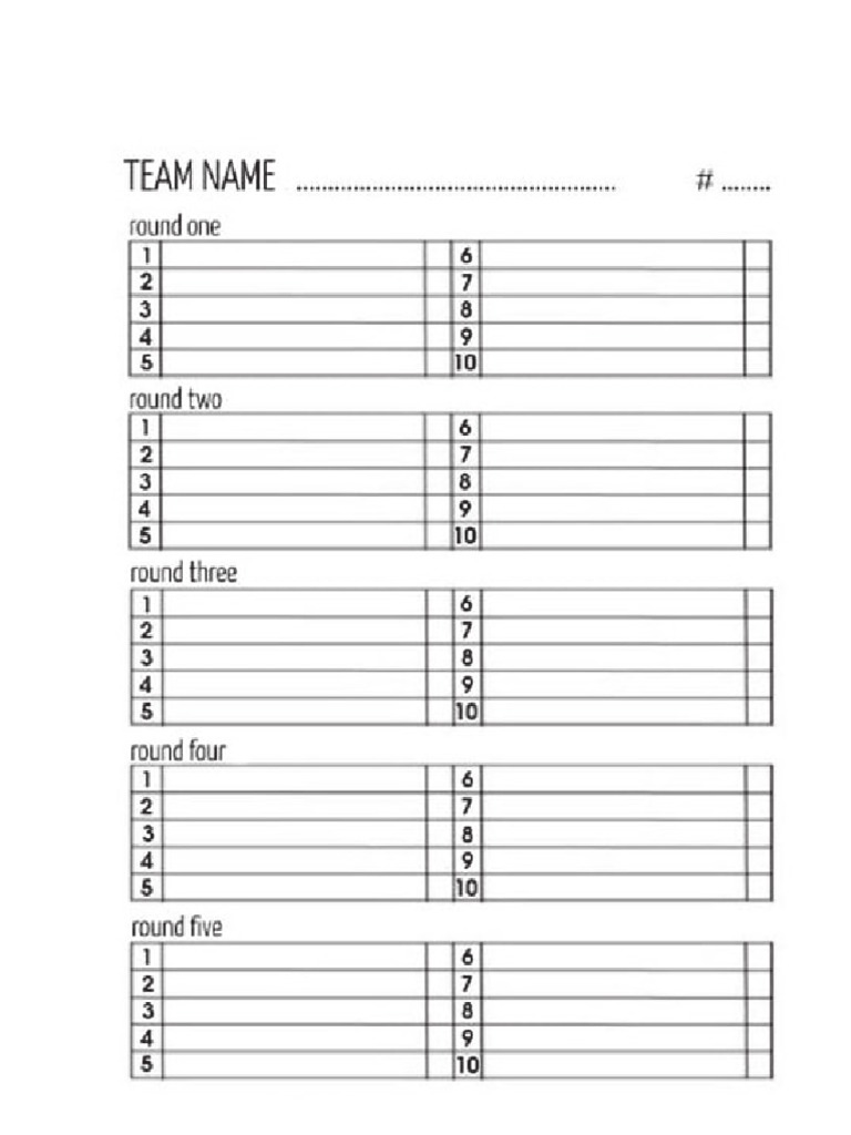 Trivia Answer Sheet1 | PDF