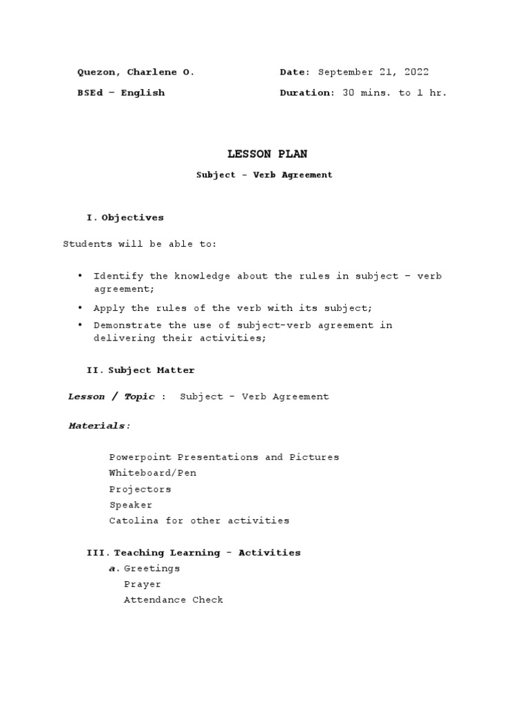 Subject - Verb Agreement - Revised | PDF | Subject (Grammar) | Verb