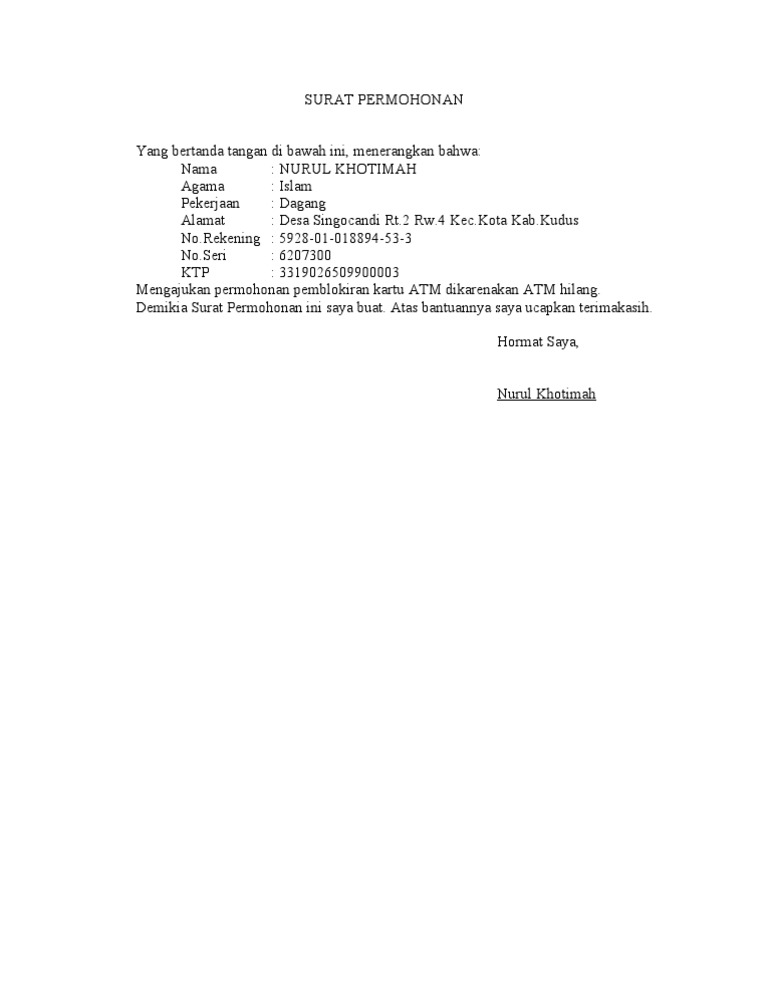 Contoh Surat Permohonan Melihat Rakaman Cctv