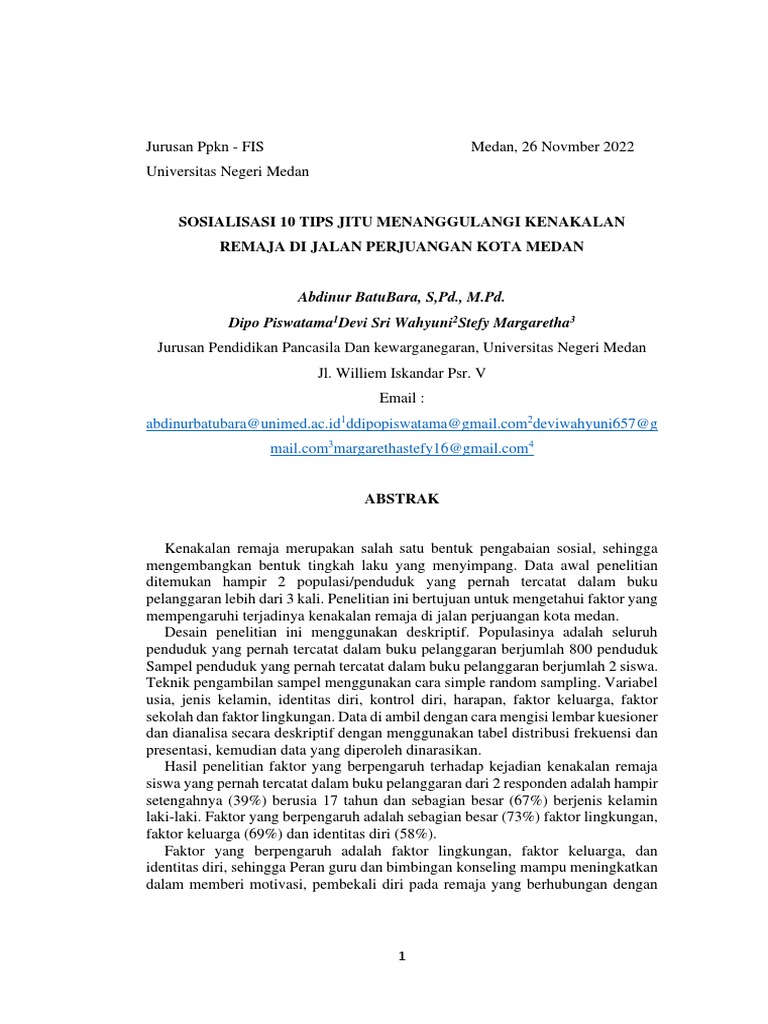 Jurnal Kenakalan Remaja | PDF