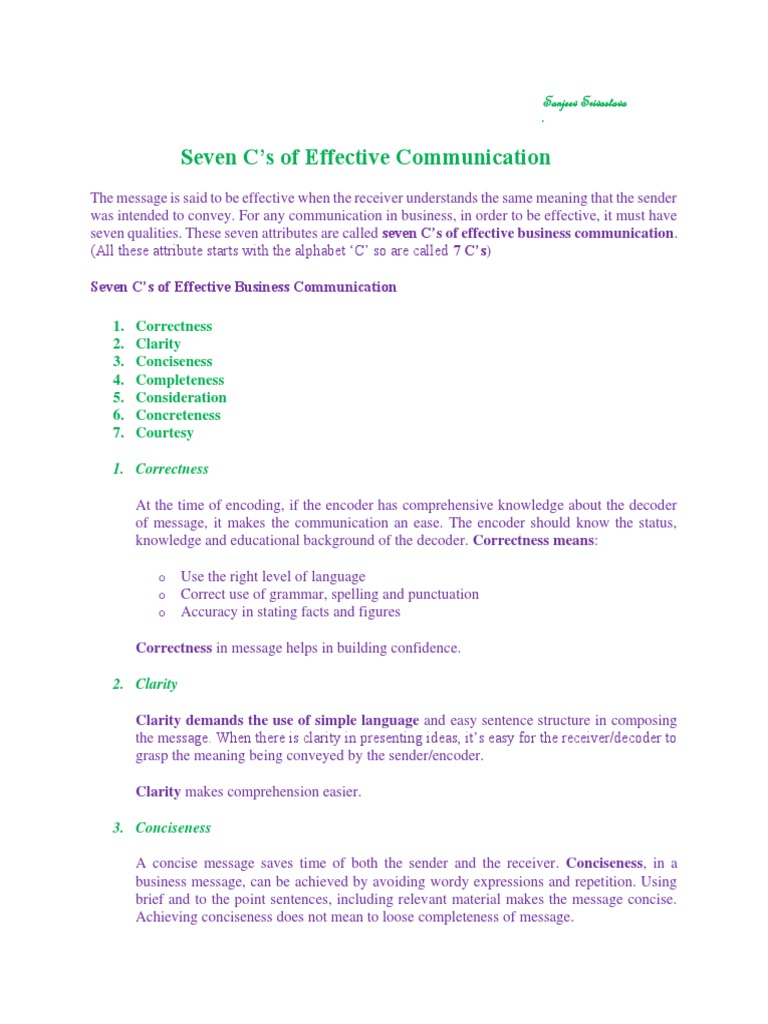7C' in Communication | PDF