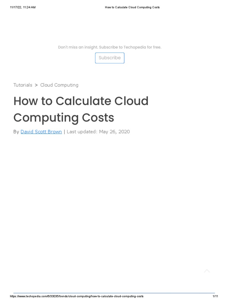 How To Calculate Cloud Computing Costs Download Free PDF Cloud