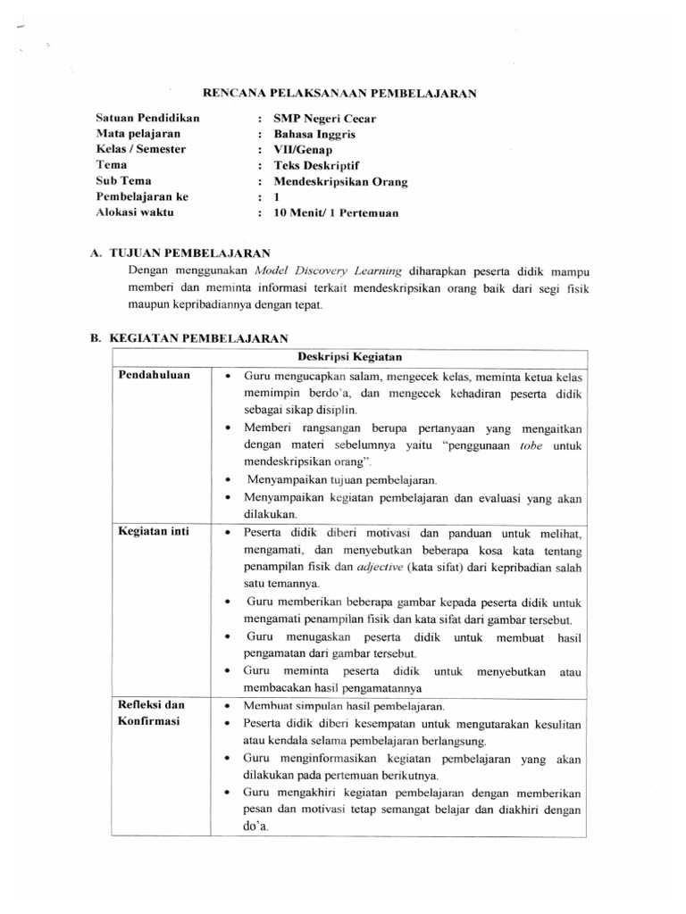 RPP 10 Menit Simulasi Mengajar CGP Angkatan 5 | PDF