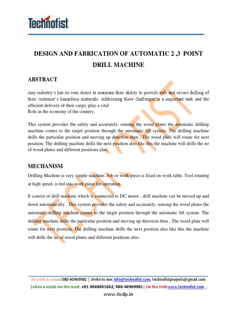 Fabrication of Automatic 2 3 Point Drill Machine | PDF | Drilling | Drill