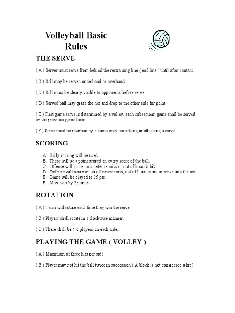 Volleyball Basic Rules PDF