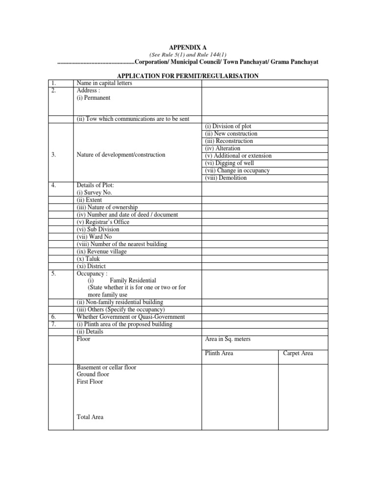 Building Permit Application Form | PDF | Architect | Government Information