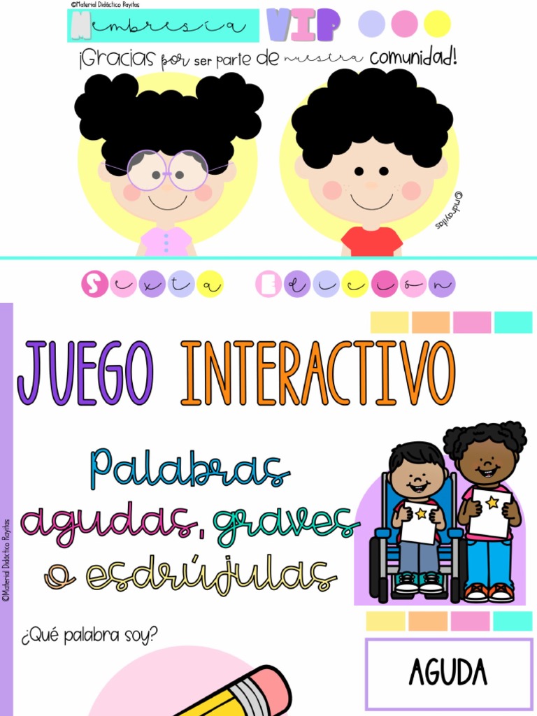 Juego Interactivo. Palabras Agudas, Graves y Esdrujulas PDF
