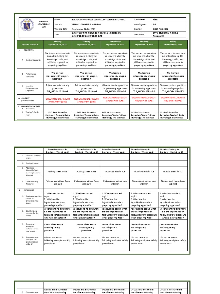 Grade 9 TLE Daily Lesson Plan | PDF | Career & Growth | Language Arts ...