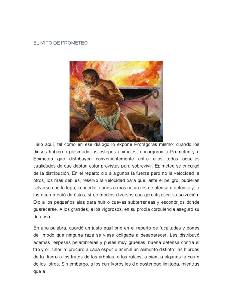 Resumen del mito de Prometeo | PDF | Prometeo | Palabra